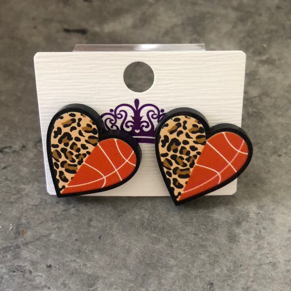 Basketball cheetah leopard studs heat shaped